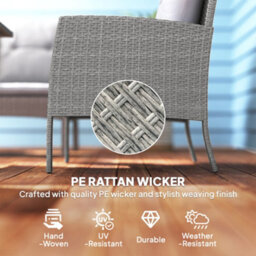 Outsunny 6 Pieces Rattan Garden Furniture Sofa Set With Cushions, Grey - thumbnail 4