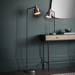 Luminosa Lighting Luminosa Mayfield Task Floor Lamp Brushed Silver Plate Finish, Matt Black - thumbnail 3
