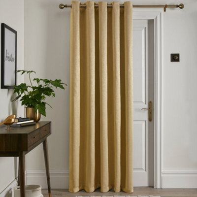 Fusion Strata Dim Out Woven Yellow Eyelet Single Panel Door Curtain - image 1