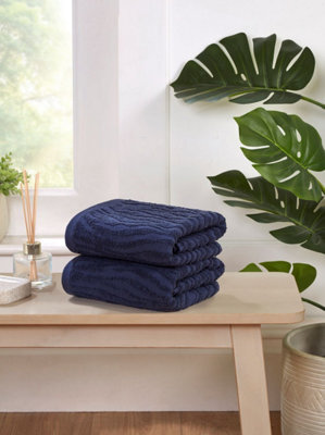 Rapport Home Safari Bath Towel Pure Cotton Midnight Blue - image 1