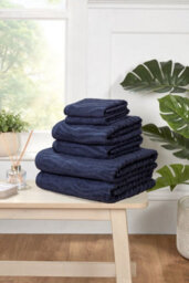 Rapport Home Safari Bath Towel Pure Cotton Midnight Blue - thumbnail 3