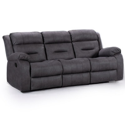Furnishings For Less UK Monty Grey Fabric Manual Reclining 3 Seater Sofa - image 1