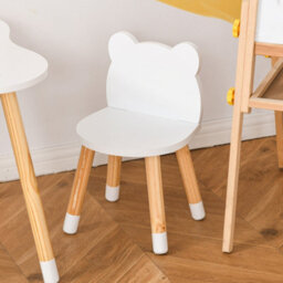 Homcom 3-Piece Kids Table And Chair Set With 2 Bear-Shaped Chairs, White - thumbnail 9