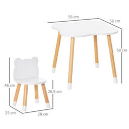 Homcom 3-Piece Kids Table And Chair Set With 2 Bear-Shaped Chairs, White - thumbnail 3