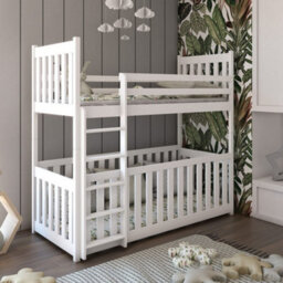 Arte Elegant White Cris Bunk Bed With Cot & Bonnell Mattresses - Spacious & Secure (H1710mm W1980mm D980mm)