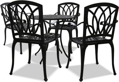 Centurion Supports Positano Luxurious Garden And Patio Table And 4 Large Chairs With Armrests Cast Aluminium Bistro Set - Black - image 1