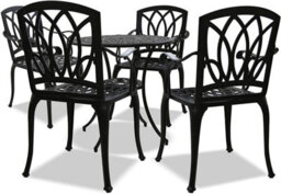 Centurion Supports Positano Luxurious Garden And Patio Table And 4 Large Chairs With Armrests Cast Aluminium Bistro Set - Black - thumbnail 2