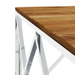 Berkfield Coffee Table Silver Stainless Steel And Solid Wood Acacia - thumbnail 5
