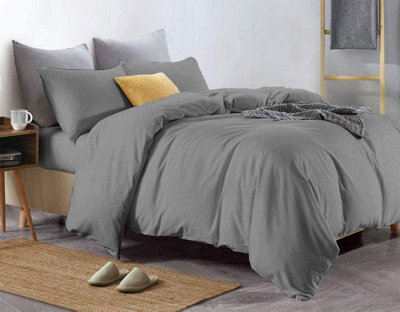 100% Pure Cotton Duvet Cover Bed Set In Grey By Euphoric Bedding - image 1