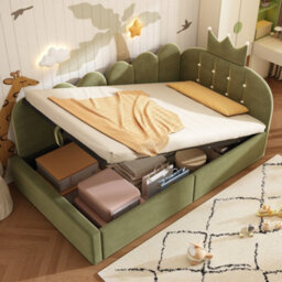 Single Velvet Crown Daybed With Hydraulic Storage - thumbnail 9