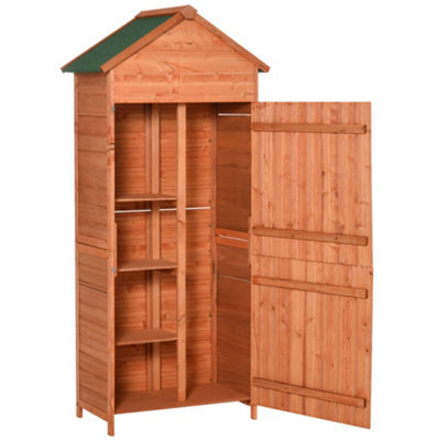 Chilli Seating Chilli 4-Tier Lockable Outdoor Garden Utility Gardener Tool Kit Storage Cabinet Wood Color