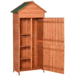 Chilli Seating Chilli 4-Tier Lockable Outdoor Garden Utility Gardener Tool Kit Storage Cabinet Wood Color - thumbnail 1