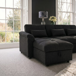 Sofaya Arlo Sofa Bed Plain Black Linen Universal Convertible L Shape Corner Chaise Sofa With Storage - thumbnail 7