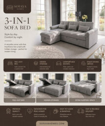 Sofaya Arlo Sofa Bed Plain Black Linen Universal Convertible L Shape Corner Chaise Sofa With Storage - thumbnail 8