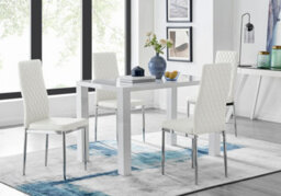Furniturebox Pivero White High Gloss Dining Table And 4 White Milan Chairs Set - thumbnail 1