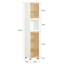 Sobuy Bzr127-W, Bathroom Tall Cabinet Tall Cupboard Bathroom Cabinet Storage Cabinet-Clearance,white,w33Xd32.5Xh165 - thumbnail 3