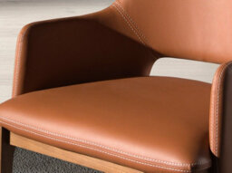 Angel Cerda Stylish Brown Leatherette Dining Chair With Armrests - thumbnail 4