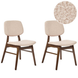 Beliani Set Of 2 Dining Chairs Elaine Boucle Dark Brown/ Beige - thumbnail 1