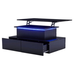 Black Led High Gloss Coffee Table With 4 Drawers And Lift Top Storage - thumbnail 3