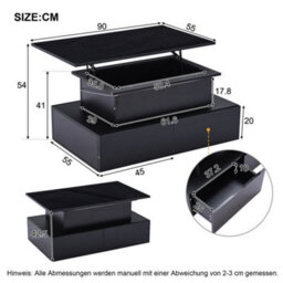 Black Led High Gloss Coffee Table With 4 Drawers And Lift Top Storage - thumbnail 4
