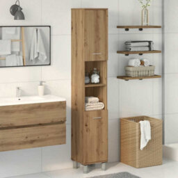 Berkfield Durable Bathroom Cabinet Artisan Oak 30X30X179 Cm Engineered Wood - thumbnail 2
