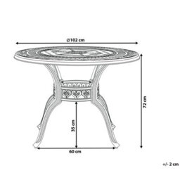 Beliani Garden Dining Table Salento 102 Cm 102 Cm Metal Dark Brown - thumbnail 3