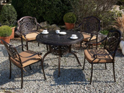 Beliani Garden Dining Table Salento 102 Cm 102 Cm Metal Dark Brown - thumbnail 2