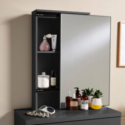 Home Source Berlin 1 Drawer Dressing Table Set With Sliding Vanity Mirror And Stool Black - thumbnail 6