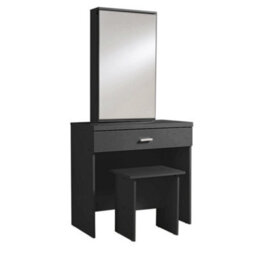 Home Source Berlin 1 Drawer Dressing Table Set With Sliding Vanity Mirror And Stool Black - thumbnail 8