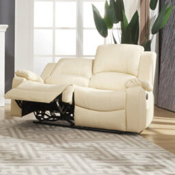 Glendale 150Cm Wide 2 Seat Cream Bonded Leather Electrically Operated 2 Seat Recliner Sofa - thumbnail 2