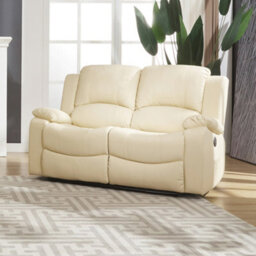 Glendale 150Cm Wide 2 Seat Cream Bonded Leather Electrically Operated 2 Seat Recliner Sofa - thumbnail 1