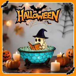 CLEFFNS Halloween Ghost Figurine Cute Reading Ghost Statue Ghost Bookshelf Lantern For Desk, Usb Spooky Glowing Night Light For Home Party - thumbnail 8