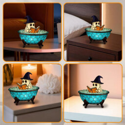 CLEFFNS Halloween Ghost Figurine Cute Reading Ghost Statue Ghost Bookshelf Lantern For Desk, Usb Spooky Glowing Night Light For Home Party - thumbnail 9
