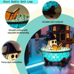 CLEFFNS Halloween Ghost Figurine Cute Reading Ghost Statue Ghost Bookshelf Lantern For Desk, Usb Spooky Glowing Night Light For Home Party - thumbnail 4