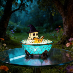 CLEFFNS Halloween Ghost Figurine Cute Reading Ghost Statue Ghost Bookshelf Lantern For Desk, Usb Spooky Glowing Night Light For Home Party - thumbnail 5