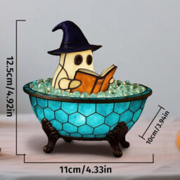 CLEFFNS Halloween Ghost Figurine Cute Reading Ghost Statue Ghost Bookshelf Lantern For Desk, Usb Spooky Glowing Night Light For Home Party - thumbnail 2