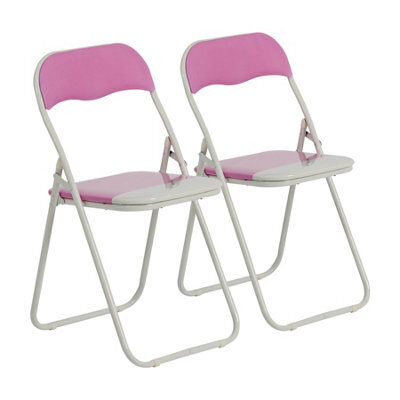 Harbour Housewares Coloured Padded Folding Chairs - Pink - Pack Of 2 - image 1