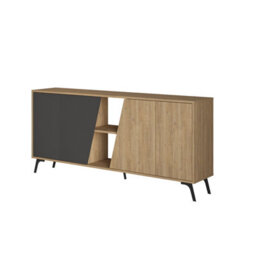 Decortie Modern Fiona Console Sideboard Storage Cabinet 180(W)Cm Oak, Anthracite Grey - thumbnail 2