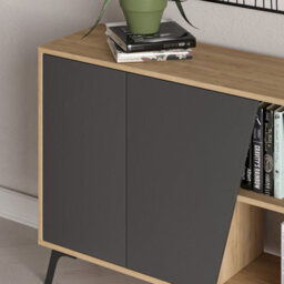 Decortie Modern Fiona Console Sideboard Storage Cabinet 180(W)Cm Oak, Anthracite Grey - thumbnail 6