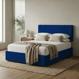 Adore Designs Rio Plush Velvet Divan Bed, Headboard - 4Ft Small Double - Blue - 2 Drawers Foot End - thumbnail 1