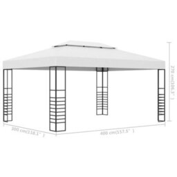 Walplus Garden Gazebo Powder-Coated Steel 4X3X2.7 M White - thumbnail 6