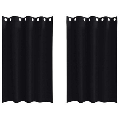 Berkfield Modern Curtains With Curtains 2 Pcs Black 175 X 140 Cm Polyester