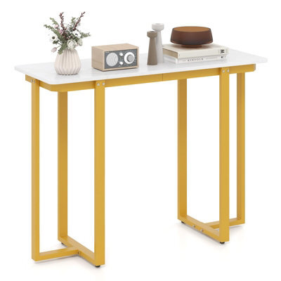Costway Console Table Modern Faux Marble Entryway Table White & Gold - image 1
