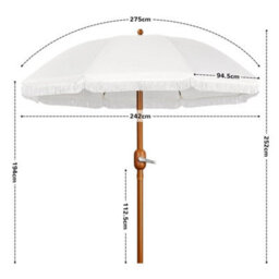 Garden Parasol Romantic French Style Patio Umbrella With Fringes 2.7M Cream - thumbnail 2