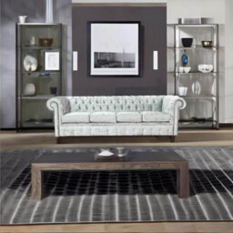 Chesterfield 4 Seater Sofa Shimmer Sliver Real Velvet Fabric In Classic Style - thumbnail 2