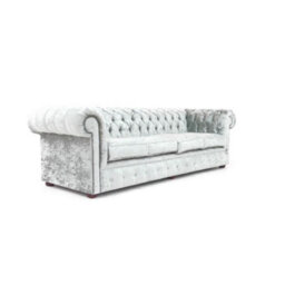 Chesterfield 4 Seater Sofa Shimmer Sliver Real Velvet Fabric In Classic Style - thumbnail 5