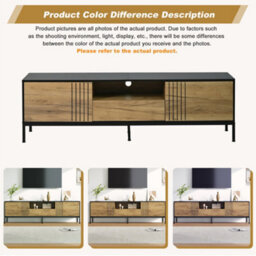 Btm Tv Stand 170 X 35 X 50 Cm For Up To 70 Inch Tv, Tv Cabinet With 2 Cupboards And 1 Drawer, Oak And Black - thumbnail 8