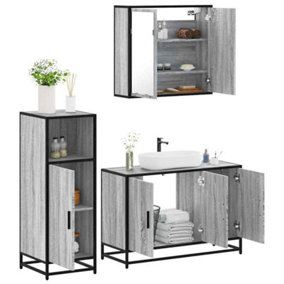 Berkfield 3 Piece Bathroom Furniture Set Grey Sonoma Engineered Wood - image 1