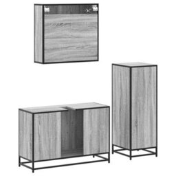 Berkfield 3 Piece Bathroom Furniture Set Grey Sonoma Engineered Wood - thumbnail 8