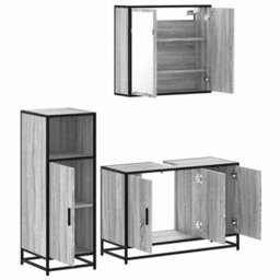 Berkfield 3 Piece Bathroom Furniture Set Grey Sonoma Engineered Wood - thumbnail 6